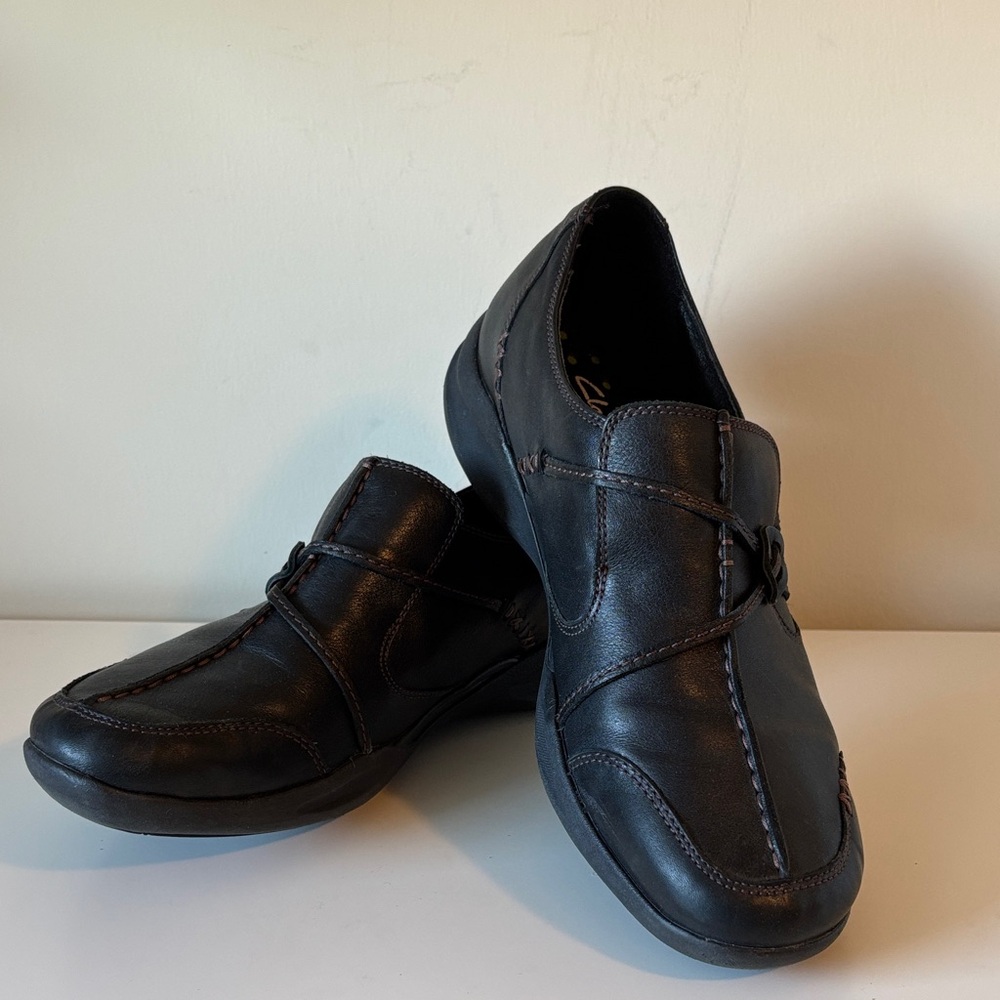 Clarks Women's Wave Walk Comfort Slip on Leather Loafers 86505 Size 9.5 EUC
